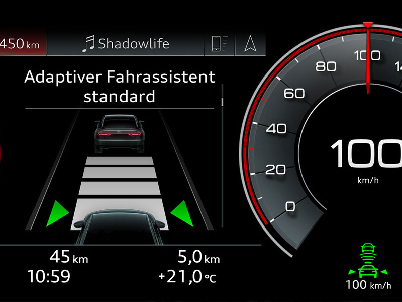 Audi Q4 e-​tron Einparkhilfe vorne optische Darstellung Nachrüstpaket